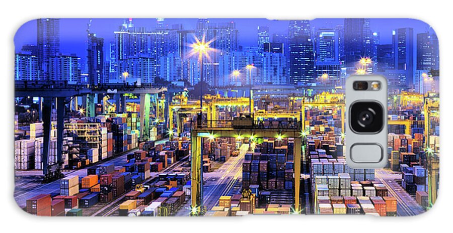 Clear Sky Galaxy Case featuring the photograph Singapore, Psa Cargo Container Handling by John Seaton Callahan