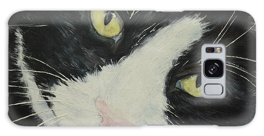 Portrait Of Sissi Cat Galaxy Case featuring the painting Sissi the Cat 1 by Raija Merila