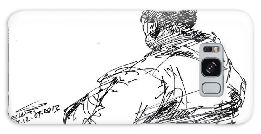 Sketch Galaxy Case featuring the drawing Sitting Man by Ylli Haruni