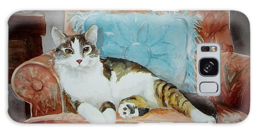 Cat Painting Galaxy Case featuring the painting Sitting Pretty by Sue Kemp