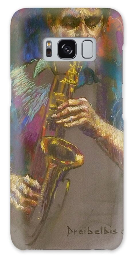 Sax Galaxy Case featuring the painting Sizzling Sax by Ellen Dreibelbis