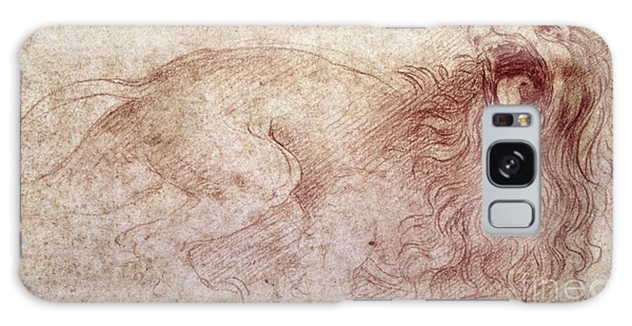 Leonardo Galaxy Case featuring the drawing Sketch of a roaring lion by Leonardo Da Vinci