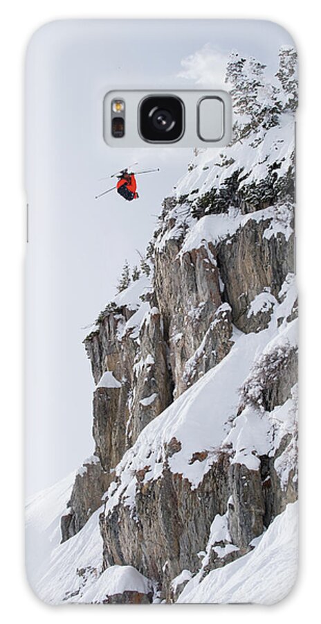 Alta Galaxy Case featuring the photograph Skier Going Off Cliff Jump, Alta, Utah by Scott Markewitz