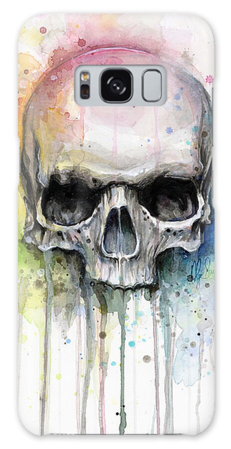 Skull Galaxy Case featuring the painting Skull Watercolor Painting by Olga Shvartsur