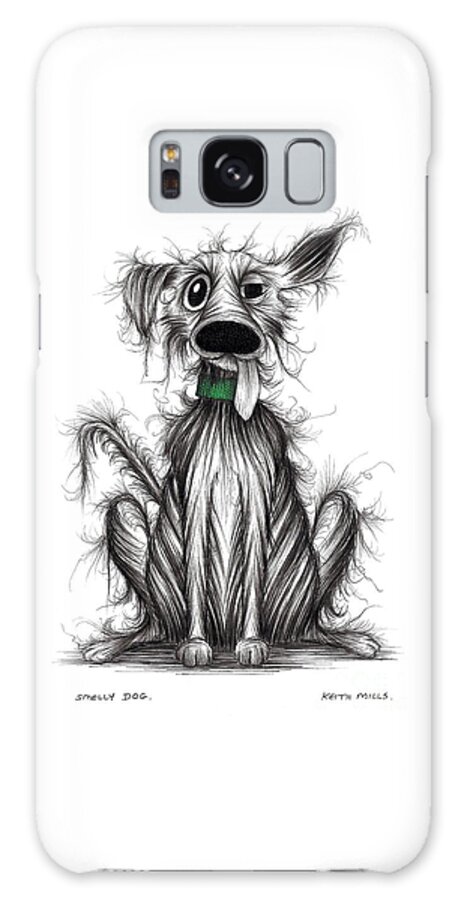 Smelly Dog Galaxy Case featuring the drawing Smelly dog by Keith Mills