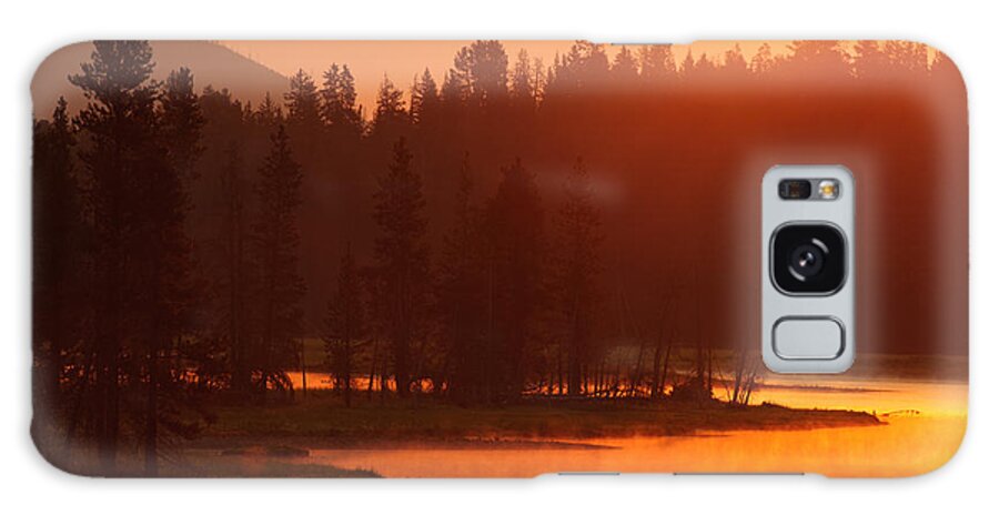 Smoke Galaxy S8 Case featuring the photograph Smoky Sunrise at Yellowstone's Fishing Bridge by Bruce Gourley