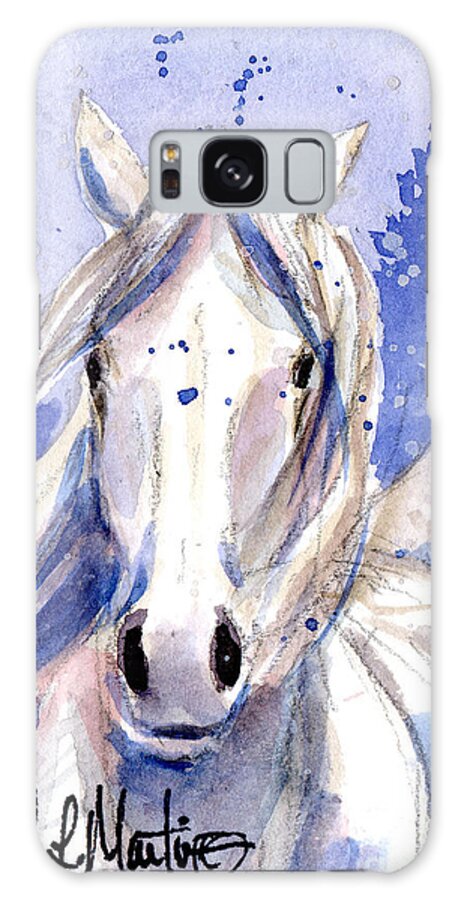 White Pony Galaxy S8 Case featuring the painting Snow Pony 2 by Linda L Martin