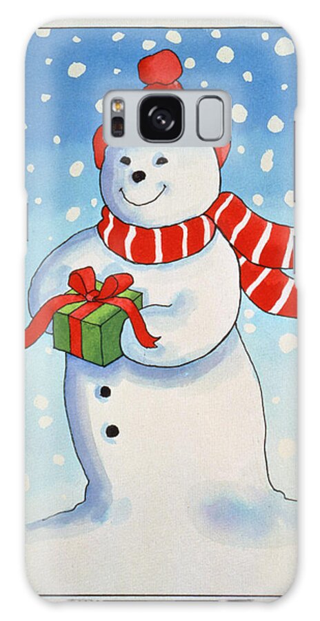 Snowman Galaxy Case featuring the painting Snowmans Christmas Present by Lavinia Hamer