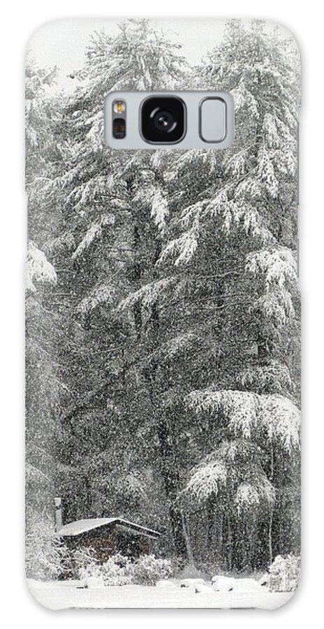 Snowstorm In The Woods Galaxy Case featuring the photograph Snowstorm in the Woods by Suzanne DeGeorge