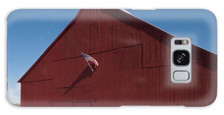 Snow Galaxy Case featuring the photograph Snowy Patriotic Barn by Lauren Brice