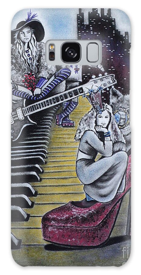 Vintage Galaxy Case featuring the drawing Sounds of the 70s by Carla Carson