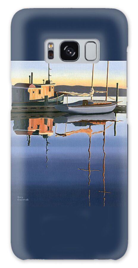Boat Galaxy S8 Case featuring the painting South harbour reflections by Gary Giacomelli