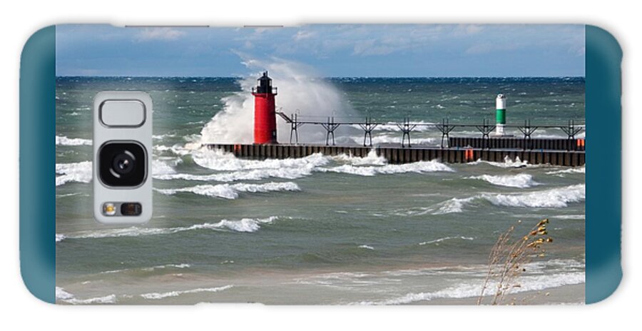 Lighthouse Galaxy Case featuring the photograph South Haven Splash by Ann Horn