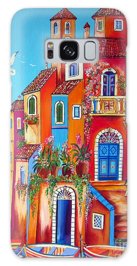 Amalfi Galaxy Case featuring the painting Southern Italy Amalfi Coast Village by Roberto Gagliardi