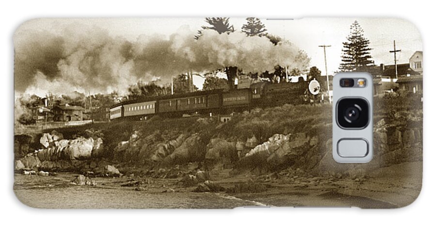 Southern Pacific Galaxy Case featuring the photograph Southern Pacific Del Monte Passenger train Pacific Grove circa 1954 by Monterey County Historical Society
