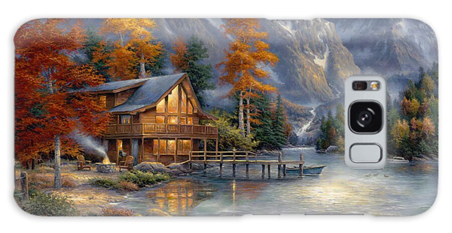 Mountain Cabin Galaxy Case featuring the painting Space for Reflection by Chuck Pinson