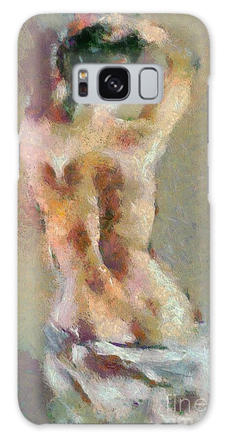 Female Nude Galaxy Case featuring the painting Spring morning by Dragica Micki Fortuna