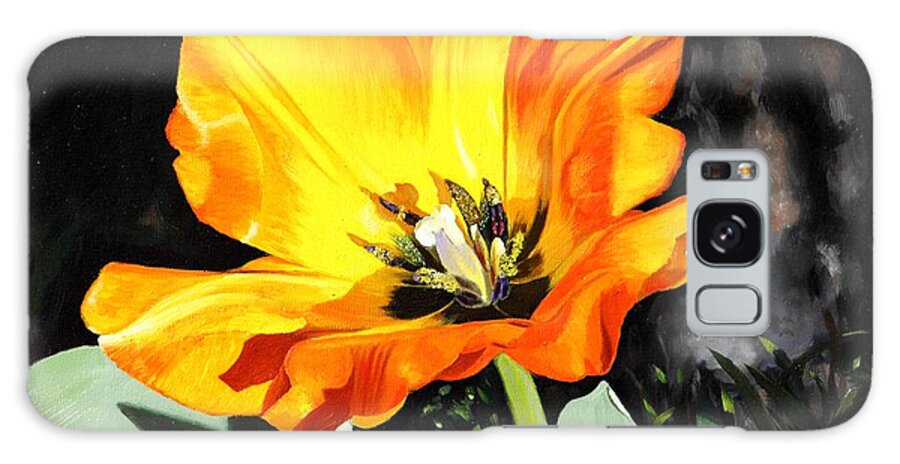 Yellow Galaxy Case featuring the painting Spring Tulip by Glenn Beasley