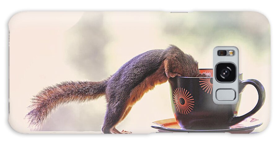 Squirrels Galaxy Case featuring the photograph Squirrel and Coffee by Peggy Collins