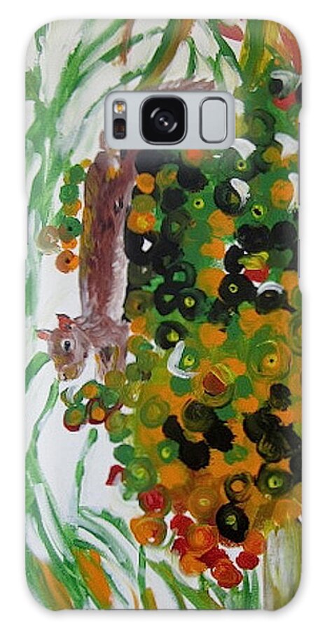 Squirrel In Palm Tree Galaxy Case featuring the painting Squirrel Wonderland by Judy Swerlick