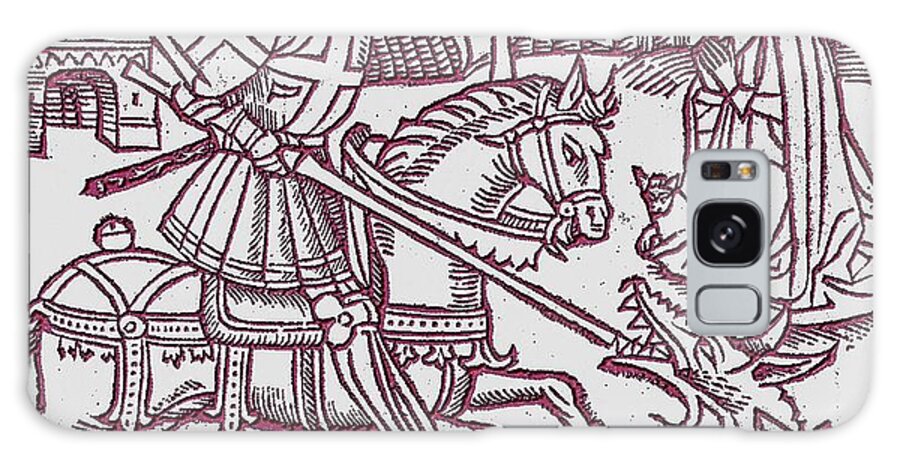 St. George Galaxy S8 Case featuring the digital art St. George - Woodcut by John Madison