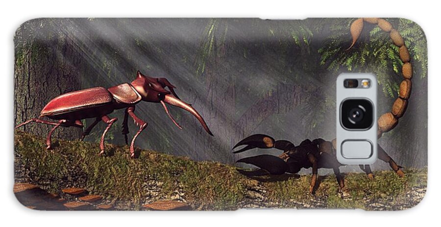 Stag Beetle Galaxy Case featuring the digital art Stag Beetle Versus Scorpion by Daniel Eskridge