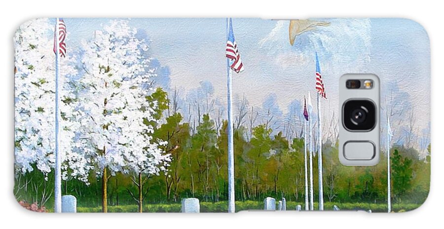 Landscape Galaxy Case featuring the painting Standing Guard over Veterans Park by Jerry Walker