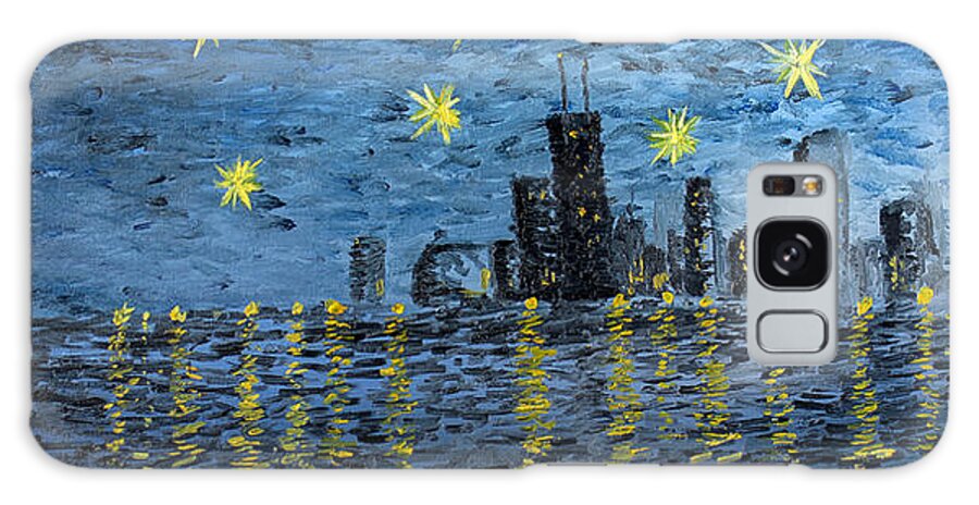 Vincent Van Gogh Galaxy Case featuring the painting Starry Night in Chicago by Rafay Zafer