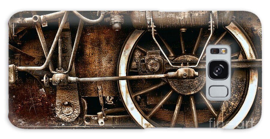 Wheels Galaxy Case featuring the photograph Steampunk- Wheels of vintage steam train by Daliana Pacuraru