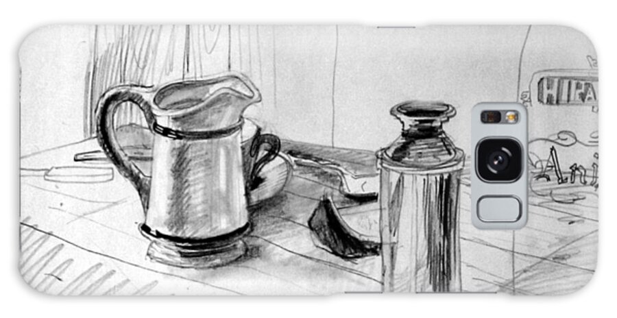 Still Life Sketch Galaxy Case featuring the drawing Still Life with Creamer by Mark Lunde