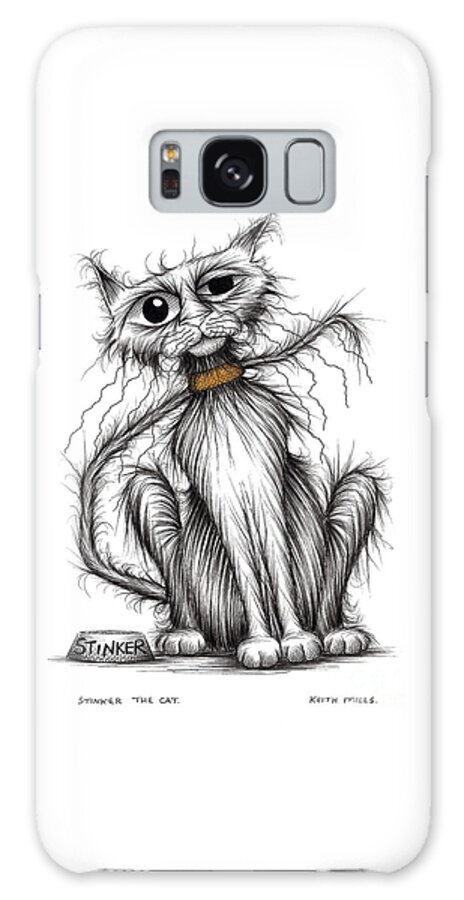 Smelly Cat Galaxy Case featuring the drawing Stinker the cat by Keith Mills