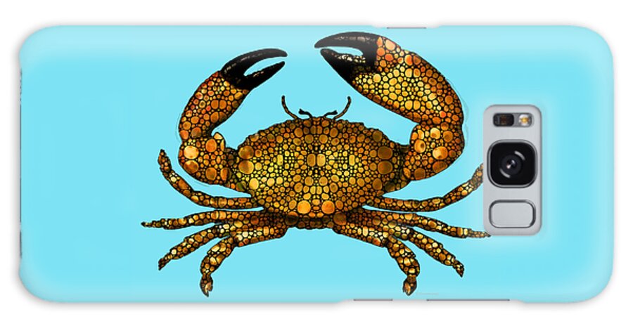 Crab Galaxy Case featuring the painting Stone Rock'd Stone Crab by Sharon Cummings by Sharon Cummings