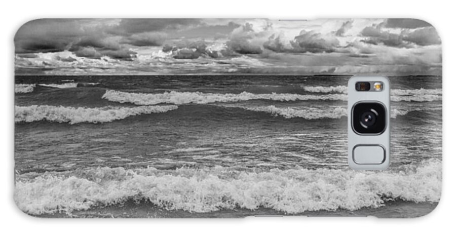 Sturgeon Bay Galaxy Case featuring the photograph Storm Clouds and waves by the shore in Sturgeon Bay by Randall Nyhof