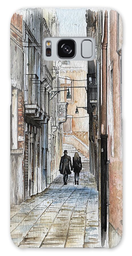 Venetian Galaxy Case featuring the painting Street in Venice - Watercolor - Yakubovich by Elena Daniel Yakubovich