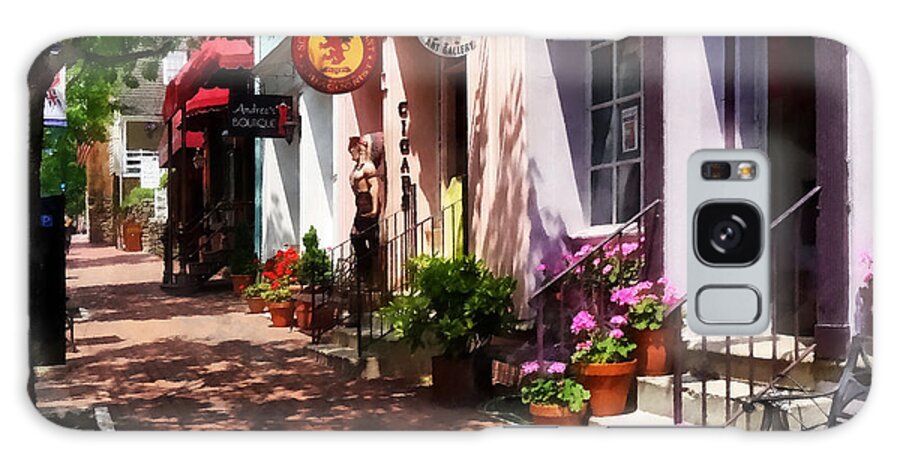 Alexandria Galaxy Case featuring the photograph Alexandria VA - Street With Art Gallery and Tobacconist by Susan Savad