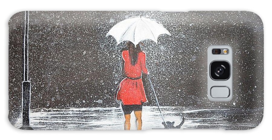 Rain Galaxy Case featuring the painting Stroll in the Rain by Manjiri Kanvinde