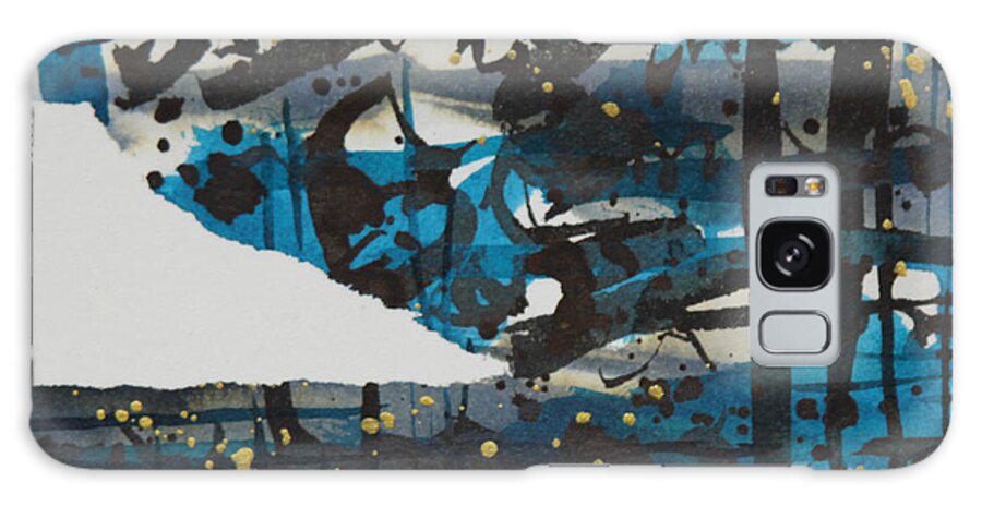 Water Galaxy Case featuring the painting Study in Blue Black and Gold by Allison Fox