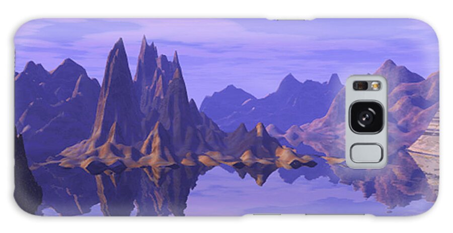 Summer Reflection Mountains Water Sky Fantasy Galaxy Case featuring the digital art Summer Reflection by Phillip Mossbarger
