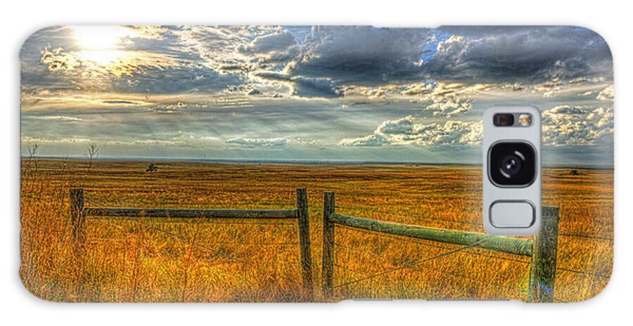 Landscape Galaxy S8 Case featuring the photograph Sun burst over the plains by Jim Boardman