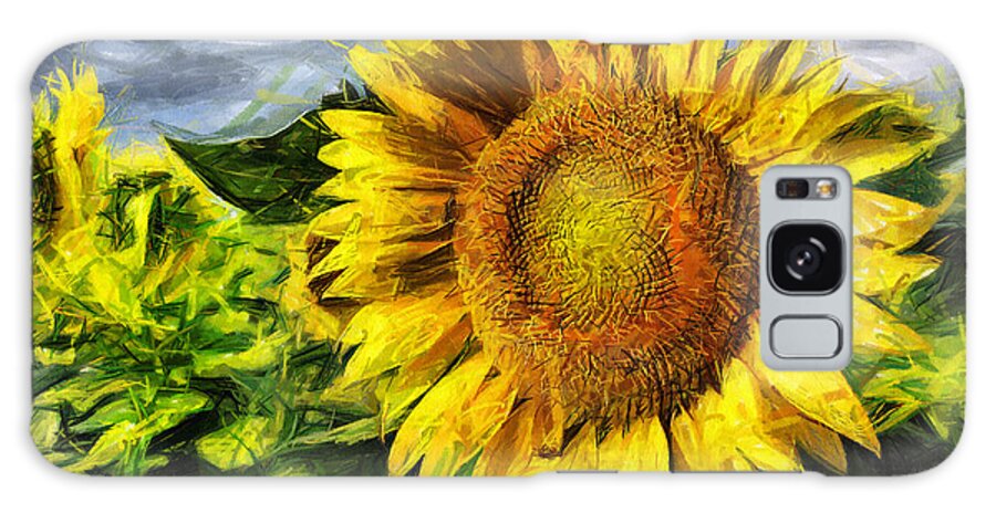 Sunflower Galaxy Case featuring the drawing Sunflower drawing by Daliana Pacuraru