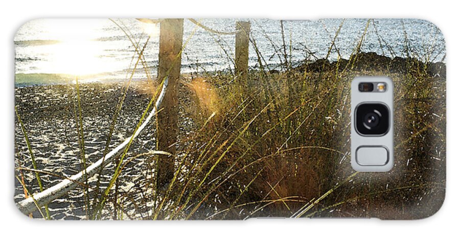 Beach Galaxy Case featuring the photograph Sun Glared Grassy Beach Posts by Janis Lee Colon