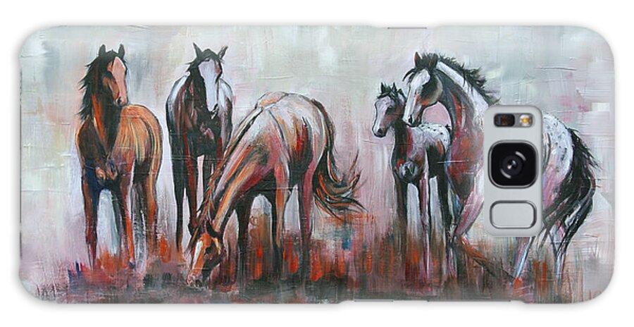 Horse Galaxy Case featuring the painting Sunday Gathering by Cher Devereaux