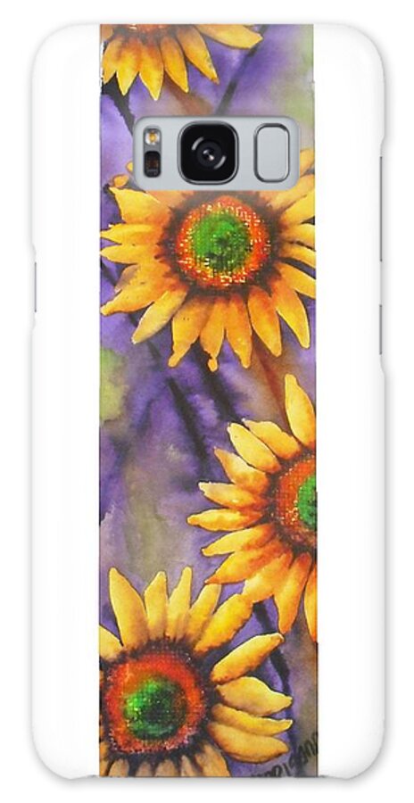 Fine Art Painting Galaxy Case featuring the painting Sunflower Abstract by Chrisann Ellis
