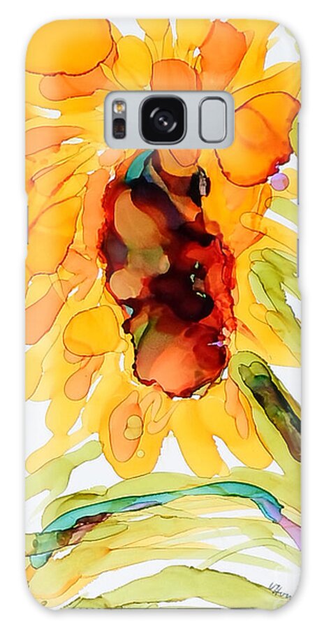 Alcohol Ink Galaxy S8 Case featuring the painting Sunflower Left Face by Vicki Housel