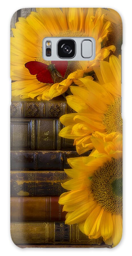 Sunflowers Galaxy S8 Case featuring the photograph Sunflowers and old books by Garry Gay