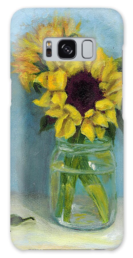 Sunflower Galaxy Case featuring the painting Sunflowers in Mason Jar by Sandra Nardone