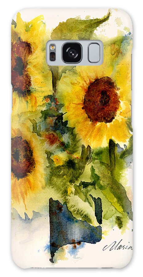 Sunflowers In A Vase Galaxy Case featuring the painting Autumn's Sunshine by Maria Hunt