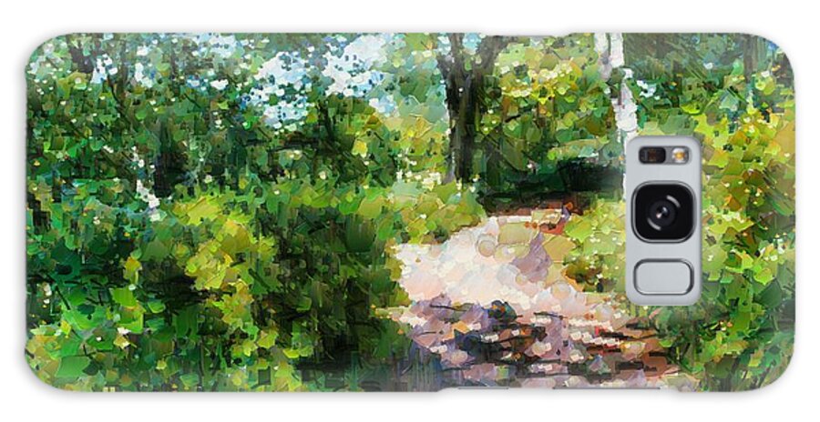 Garden Path Galaxy Case featuring the digital art Sunlit garden path by Fran Woods