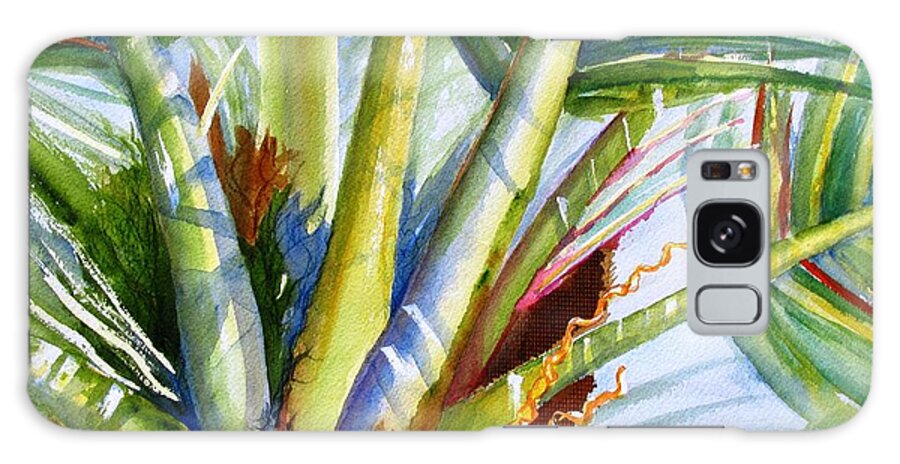 Palm Galaxy Case featuring the painting Sunlit Palm Fronds by Carlin Blahnik CarlinArtWatercolor