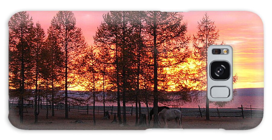 Lake Khuvsgul Galaxy Case featuring the photograph Sunrise at Lake Khuvsgul by Diane Height